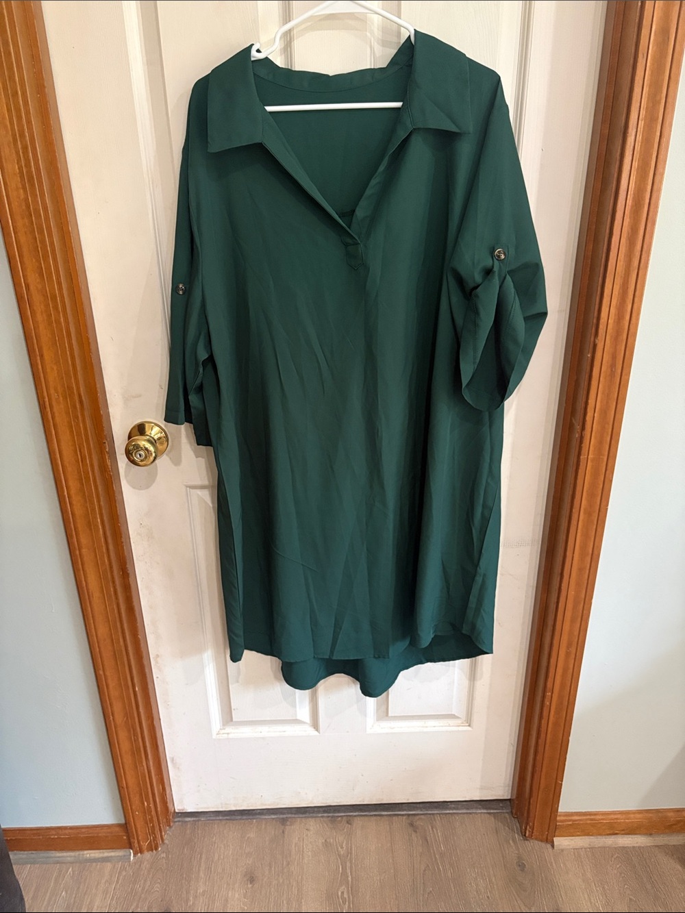SHEIN Dark Green Collared Shift Dress